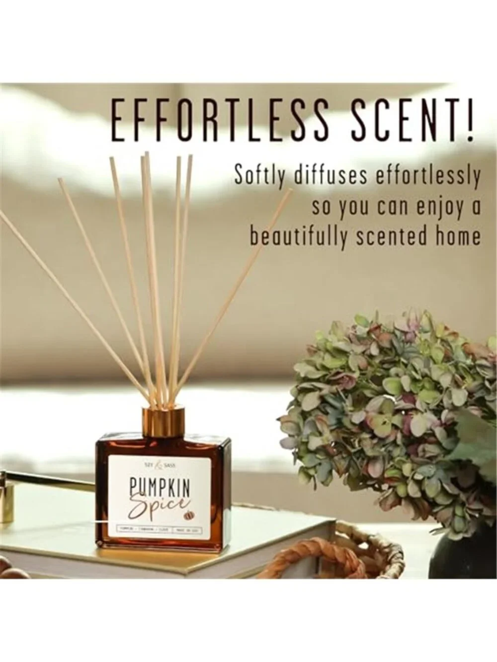 Pumpkin Spice Reed Diffuser, Fall Reed Diffuser Set - Infused w/Essential Oils